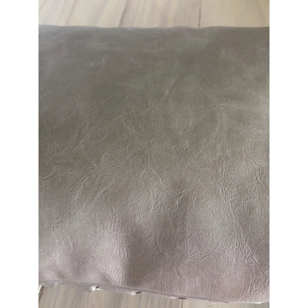 Frye Gray Woven Faux Leather Decorative Throw Pillow Rectangular 20x13 Modern